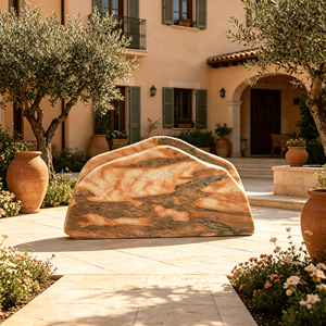 Pierre naturelle paysagère, roche décorative de jardin en granit jaune veiné, durable, pour aménagement vertical extérieur - Product Image 6