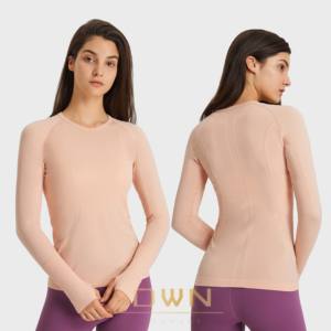 Camiseta deportiva de manga larga para <span class=keywords><strong>mujer</strong></span>, de secado rápido y transpirable, diseño ajustado, otoño, Yoga, correr, Fitness, talla adulta, camiseta elástica sin costuras - Product Image 4