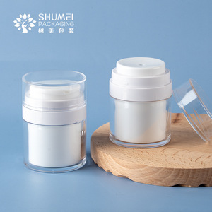 ขวดสุญญากาศอะคริลิค Shumei ขนาด 15 มล. 30 มล. 50 มล. สีขาว แบบกดไหล่ สำหรับบรรจุภัณฑ์เครื่องสำอาง - Product Image 1
