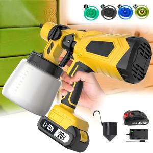 Pistola pulverizadora de pintura inalámbrica de 20 V, 800 ml, motor con escobillas, 2500 PSI, alimentación por batería, modelo CPS-20B - Product Image 1