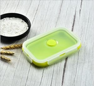 4 paquet Hermétique Alimentaire <span class=keywords><strong>Pliable</strong></span> Conteneur De Stockage Portable Micro-ondes Bento <span class=keywords><strong>Pliable</strong></span> Boîte à Lunch En Silicone - Product Image 6