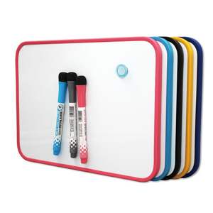 Tableau blanc magnétique en MDF avec bordure en caoutchouc souple multicouleur, revêtement en métal, format A4 9*12 pouces pour enfants - Product Image 1