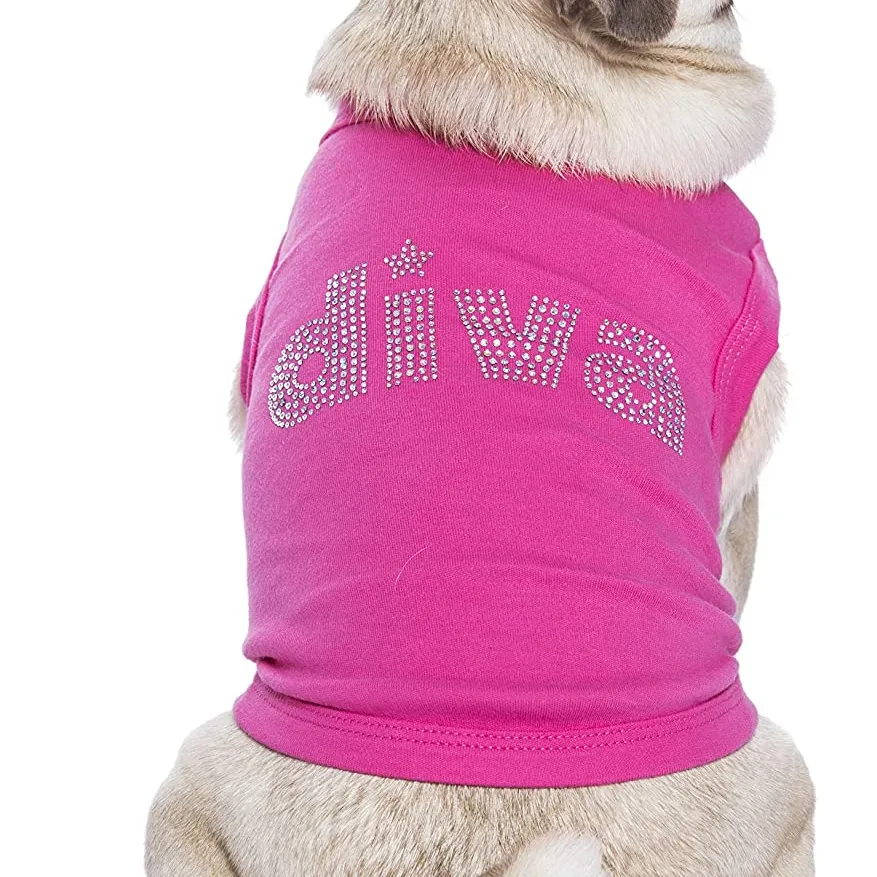 Huisdier Hond Kat Kleding T-Shirts Geborduurd T-Shirt Diva, M S L