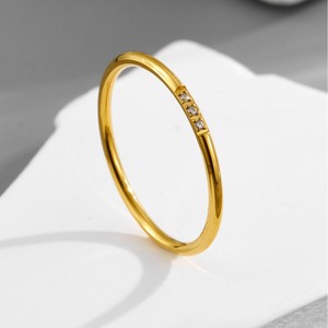 Joyería de Titanio 2028, Anillos de Acero Inoxidable con Baño de Oro de 18K, Resistentes al Agua, con Diamantes de Circonia, para Mujer - Product Image 1