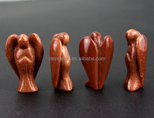 Nouvelle arrivée 1.5 pouces petit <span class=keywords><strong>goldstone</strong></span> pierres précieuses cristal ange figurines à vendre - Product Image 2