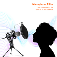Microphone de studio filaire à condensateur pour ordinateur, jeux et diffusion, avec trépied inclus