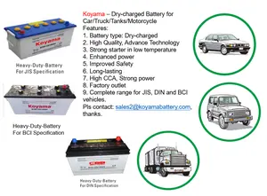 Professional Dry-Charged Car Battery 12V70Ah Koyama Original Auto Starting Battery For Car/Truck/Tanks Long-lasting OEM/ODM N70