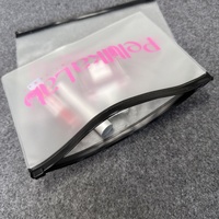 Pochette épaisse personnalisée tendance, sac en plastique à fermeture éclair, emballage cosmétique transparent, sacs à fermeture éclair en PVC transparent, sac à fermeture éclair mat givré