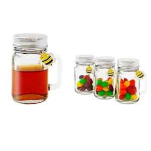 2oz Mini Mason Jar Shot Glasses with Lids Glass Favor Jars for Drinks Juice Essential Oils Desserts Candles Crafts with alloy