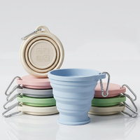 Silikon-Faltbecher, Tragbar für Outdoor und Reisen, Umweltfreundlich, Modernes und Schlichtes Design mit Deckel und Teleskop-Haken