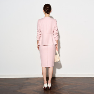 Women's Suit Set V-neck Midi Skirt Three Quarter Sleeve Polyester Office Lady Anti-Wrinkle <b>Work</b> Commuter Style - Product Image 4