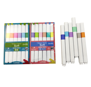 Stylo surligneur personnalisé avec pointe biseautée souple et pinceau oblique pour le travail et les études, emballage en lot - Product Image 2