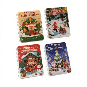 Carnet à spirales sur le thème de Noël avec des motifs de Père Noël, <span class=keywords><strong>rennes</strong></span> et bonhommes de neige pour enfants, étudiants et <span class=keywords><strong>papeterie</strong></span> saisonnière - Product Image 2