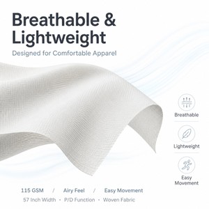 Tissu léger en dobby 90 % polyester 10 % élasthanne avec P/D, largeur 57 pouces, 115 g/m², textile tissé respirant - Product Image 4