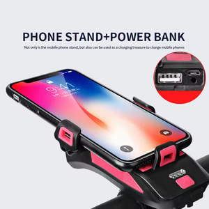 Nouveau quatre en un USB Rechargeable phare haut-parleur support pour téléphone batterie externe 4000MAH ABS nuit équitation vélo <span class=keywords><strong>avant</strong></span> LED lumière de vélo - Product Image 5