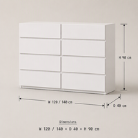 Commode contemporaine européenne à 8 tiroirs en bois aggloméré, gain de place, sans poignées, écologique, pour chambre d'hôpital