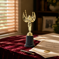 Trophée personnalisé Victory Angel avec base noire, trophée de récompense pour cérémonie, sport, reconnaissance d'entreprise, trophée en métal plaqué, souvenir