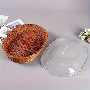 <span class=keywords><strong>Panier</strong></span> alimentaire ovale en plastique PP avec couvercle en acrylique pour le rangement à domicile de <span class=keywords><strong>légumes</strong></span>, <span class=keywords><strong>fruits</strong></span>, pain <span class=keywords><strong>et</strong></span> autres aliments - Product Image 4