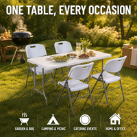 Table pliante en plastique moulé par soufflage pour l'extérieur, 18 mètres, légère, portable, multifonctionnelle, pour pique-nique, camping, formation, conférence
