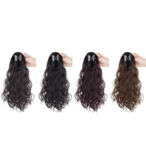 Queue de cheval à clipser en fibre haute température, cheveux ondulés naturels pour femmes, style coréen, effet sans couture - Product Image 5