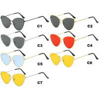Lunettes de soleil œil de chat en métal pour femmes, lunettes de soleil tendance, lunettes de soleil pour hommes