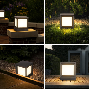 Linterna de <span class=keywords><strong>pedestal</strong></span> de aluminio negro cuadrado, poste de valla <span class=keywords><strong>para</strong></span> exteriores, luces de columna, luz impermeable <span class=keywords><strong>para</strong></span> jardín, patio, lámpara de Pilar LED - Product Image 5