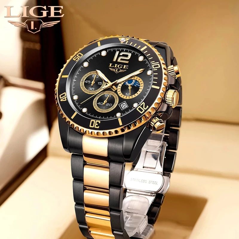 Lige – montre pour homme, horloge décontractée, chronographe