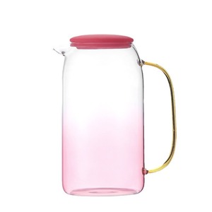 Juego de teteras de vidrio de gran volumen con aislamiento térmico y degradado de color, de alta estética, color rosa, para el hogar, apto para altas temperaturas y como tetera fría - Product Image 1
