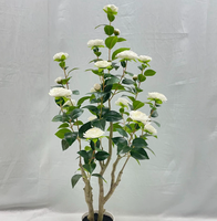 Bonsai Bunga Plastik Buatan Tangan Ramah Lingkungan yang Realistis Berbentuk Kamelia Buatan untuk Dekorasi Tanaman Hijau di Dalam dan Luar Ruangan.