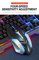 Ensemble clavier et souris filaire pour jeux T-WOLF TF600 avec rétroéclairage LED, matériau ABS gris, 108 touches, logo personnalisable, 800-2400 DPI