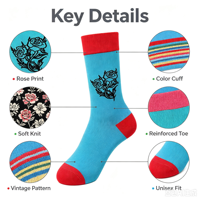 Chaussettes en coton jacquard vintage unisexes à motif rose, chaussettes décontractées rétro à blocs de couleur, logo personnalisé OEM