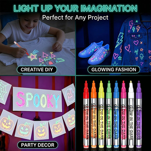 Marqueurs phosphorescents 2026 – 8 couleurs néon fluorescentes <span class=keywords><strong>pour</strong></span> masques de fête, pierre, tissu, verre, bois et loisirs créatifs - Product Image 4