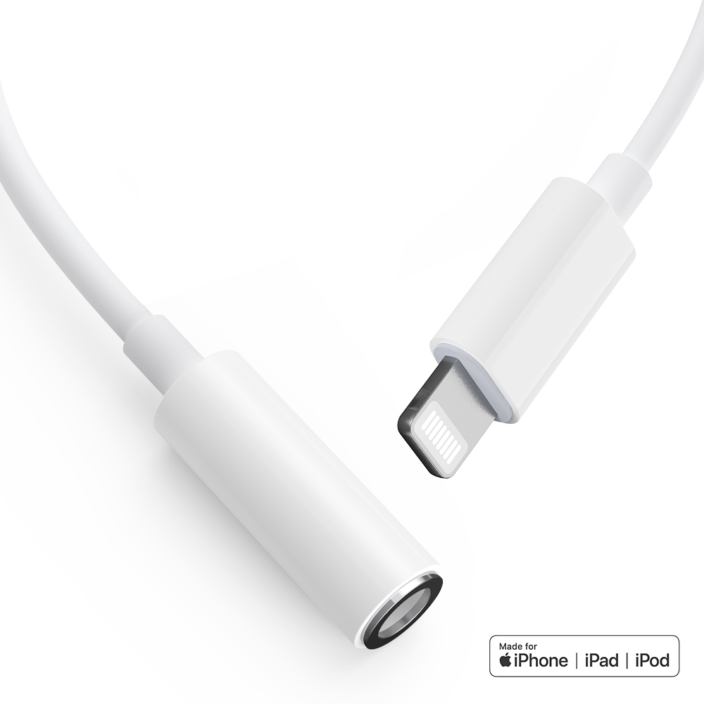 Original headset adapter cable 8 pin to 3.5mm jack aux cable flat head to round head genuine for iPhone 12 13