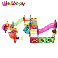 108 PCS Juguete para construir bloques magnéticos Race Building Marble Run para niños