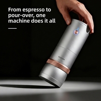 Moulin à café électrique portable automatique avec coque en alliage d'aluminium, meule en acier inoxydable, capacité de 17 g pour usage domestique et extérieur