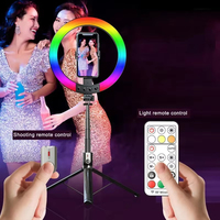 E-reise SP100 Anneau lumineux à selfie 10 "avec support de 188cm et support de téléphone, 26 modes d'éclairage RVB, télécommande pour appareil photo iPhone et Android