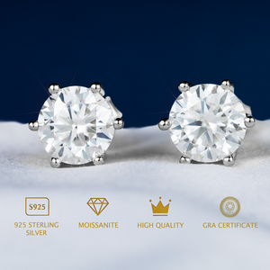 Pendientes de Plata de Ley 925 con Diamantes Moissanite VVS, Chapados en Oro de 14K, 1ct 2ct, para Mujer y Hombre, Entrega en 3 Días, Stock en EE. UU. - Product Image 1