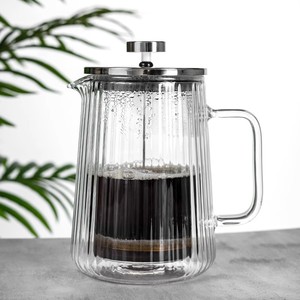 Cafetière à piston en verre borosilicate à double paroi, écologique, infuseur à thé, cafetière à piston pour les voyages et le camping - Product Image 6