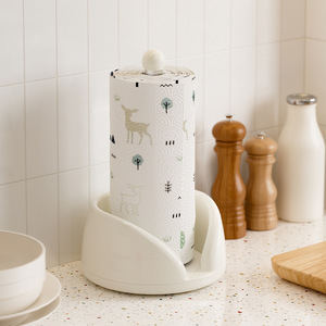 Kitchen Countertop Paper Towel Holder with <strong>Rotating</strong> Roll Holder and <strong>Food</strong> Storage Bag Rack <strong>Standing</strong> Lazy Hand-Wiping Organizer - Product Image 2