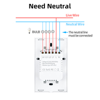 LangYeao US WiFi Smart Wall Light Switch 1/2/3/4 Gang Panel táctil con cable neutro Compatible con Tuya App & Smart Life