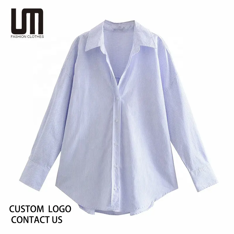 Liu Ming新着女性ファッションルーズ長袖ボタンアップ非対称ブラウスチックトップス女性ポプリンシャツ