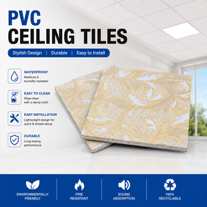 Panneau <span class=keywords><strong>de</strong></span> <span class=keywords><strong>plafond</strong></span> en <span class=keywords><strong>PVC</strong></span> et plâtre 2x2, dalle <span class=keywords><strong>de</strong></span> <span class=keywords><strong>plafond</strong></span> suspendu à poser, résistant à l'humidité, système <span class=keywords><strong>de</strong></span> <span class=keywords><strong>plafond</strong></span> à grille en T, décoration intérieure - Product Image 1