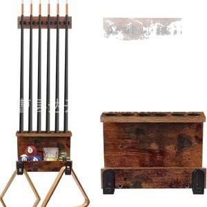 Wooden Billiard Cue <b>Holder</b> Wall Mounted 3-4 <b>Rods</b> Storage Rack Multipurpose Durable - Product Image 1