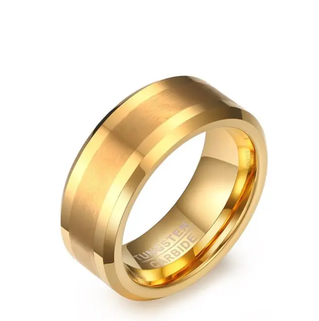 Simple mens tungsten ring gold wholesale tungsten carbide rings