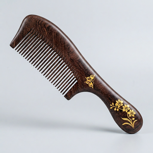 Peigne en bois de haute qualité avec manche, finition lisse, pour la croissance des cheveux et le lissage de la barbe, idéal pour offrir, prix de gros - Product Image 1