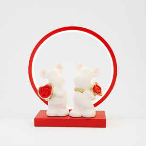 Linda Lámpara de Noche LED Roja con Forma de Anillo de Boda de Osos, Regalo de Compromiso para Recién Casados, Decoración de Habitación - Product Image 1