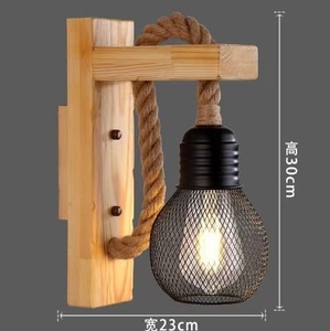 Lampe murale en <span class=keywords><strong>corde</strong></span> de chanvre rétro japonaise E27, luminaire mural créatif pour maison d'hôtes, chambre à coucher, restaurant, modèle de pièce - Product Image 5