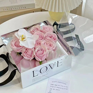 Scatola Regalo Portatile per Fiori, Design Quadrato a Cuore, Confezione per Bouquet da Matrimonio e Festa, Scatole di Carta per Fioristi - Product Image 3