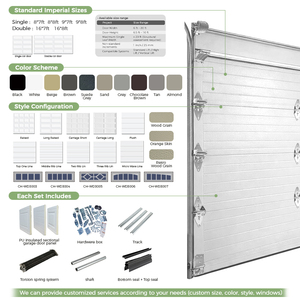 CHI 2025 Vente en gros <span class=keywords><strong>Porte</strong></span> <span class=keywords><strong>de</strong></span> <span class=keywords><strong>garage</strong></span> sectionnelle <span class=keywords><strong>électrique</strong></span> automatique segmentée <span class=keywords><strong>de</strong></span> style américain 9x7 9x8 16x7 - Product Image 4