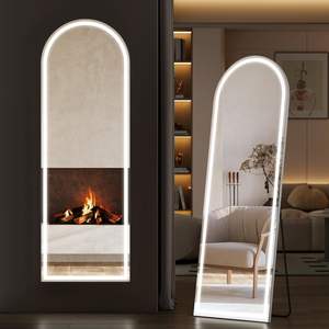 Miroir sur pied Sweetcrispy en alliage d'aluminium avec verre nano, arqué, pleine longueur, 61x17, éclairage LED, intensité réglable, 3 couleurs d'éclairage, pour la maison - Product Image 1